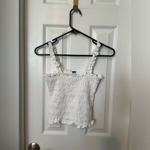 Old Navy white ruffle tank ruffle crop top.